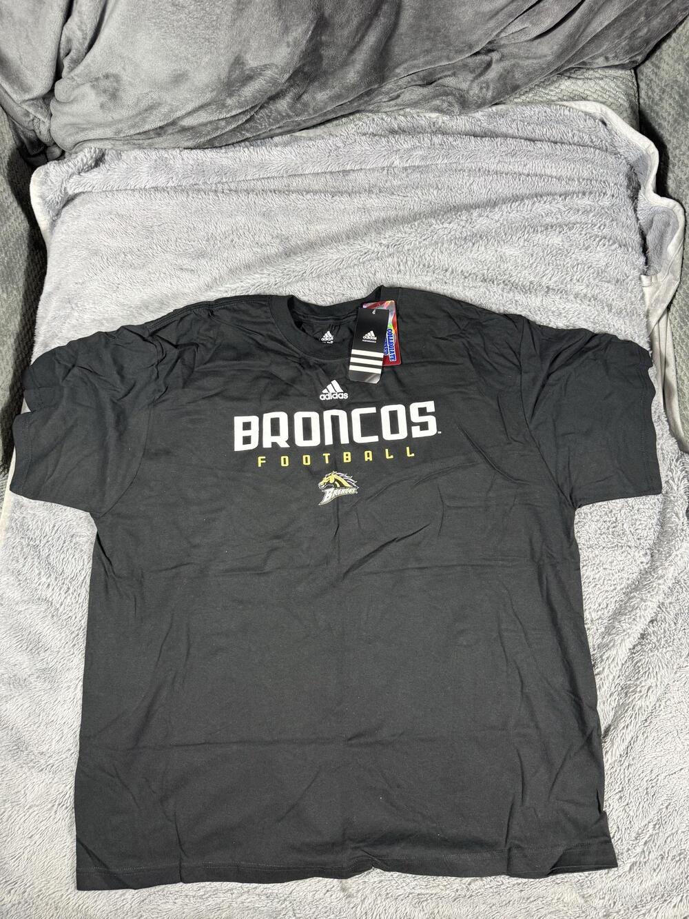 Broncos Shirt Mens 2XL Black NCAA Football Adidas Graphic Tee Short Sleeve